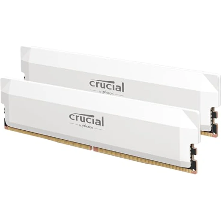 Crucial Pro DDR5 RAM 64GB Kit (2x32GB) 6000MHz CL40 Overclocking Gaming, Intel XMP 3.0 / AMD Expo PC Arbeitsspeicher 64GB DDR5 Weiß – Bild 1