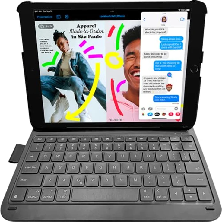 DEQSTER Slim PRO Keyboard 10,2" für iPad 10,2" (7./8./9. Gen.) - Ultraleichtes Design - Bluetooth - QWERTZ - Deutsches Layout – Bild 1