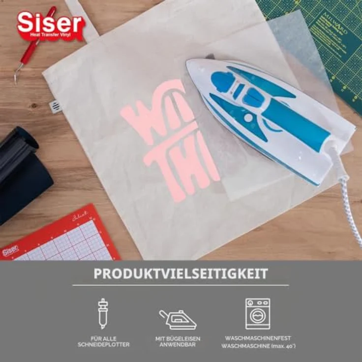 Siser Transferfolie, PVC-freie Folie für Cad-Cut® Anwendungen, Schnittbreite 30 cm, hellrosa, hohe Waschbeständigkeit, für Multi-Schicht-Anwendungen geeignet – Bild 4