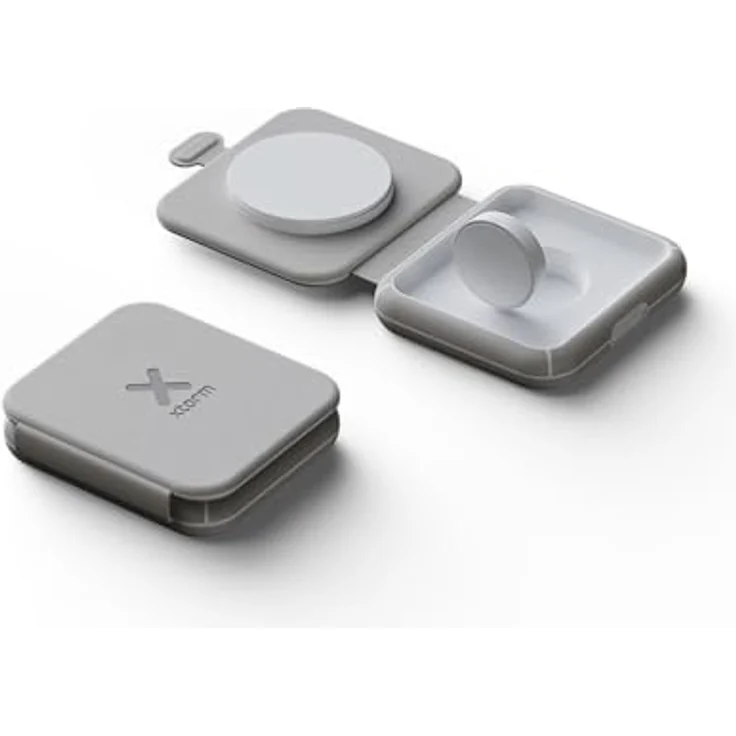 Xtorm 15W Faltbares Drahtloses Ladegerät, 2-in-1, Superschnelle drahtlose Lademöglichkeiten, Stilvolles Design, Grau – Bild 2