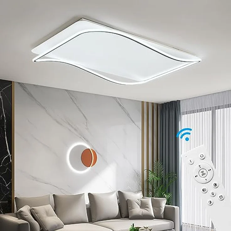 Eurotondisplay LED Deckenleuchte mit Fernbedienung Lichtfarbe/Helligkeit einstellbar schwarz weiß lackierter Alurahmen sehr leicht (SX626-1100 * 700) – Bild 3