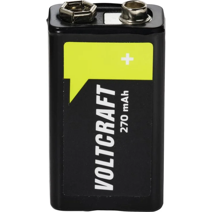 VOLTCRAFT 9V Block-Akku NiMH 270 mAh 8.4V, ideal für Hochstromverbraucher wie Kameras und Blitzgeräte, 1 Stück