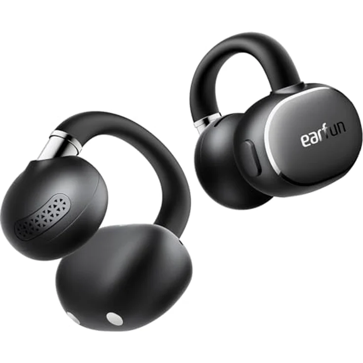 EarFun Clip 2 Schwarz Open-Ear Bluetooth-Kopfhörer, Clip-On Earbuds, Hi-Res Audio mit LDAC, 12-mm-Titan-Treiber, 40 Std. Akku, IP55 – Bild 1