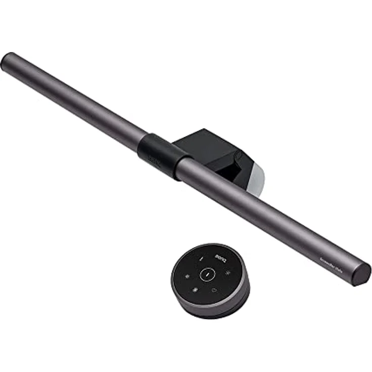 BenQ ScreenBar Halo Monitor Lampe Schreibtischlampe mit Auto-Dimmen und Farbton-Anpassungsfunktionen | Kein Bildschirm Blendung | Intelligente kabellose Steuerung, USB Aufladen Büro Lampe, Grau – Bild 1