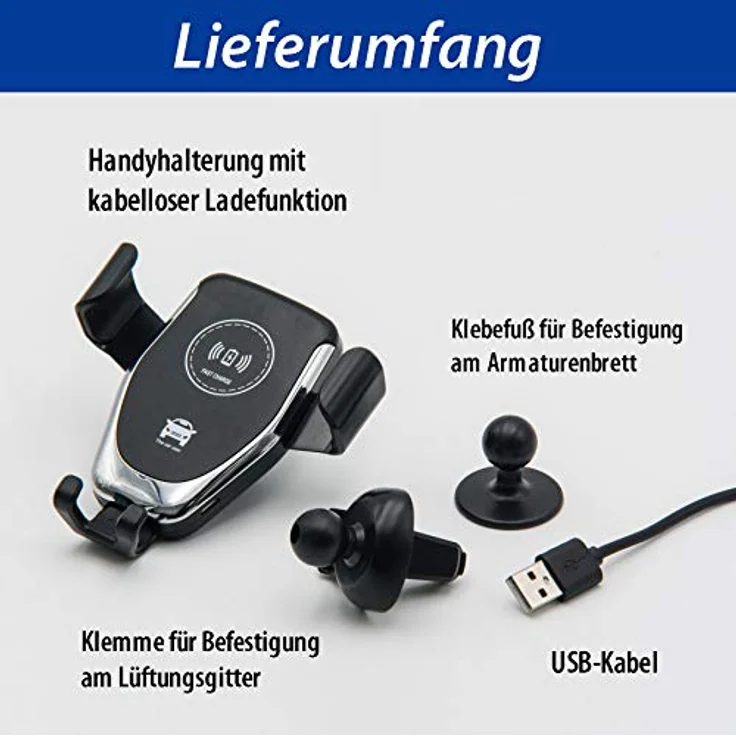 Wireless Car Charger, Handyladegerät, Ladegerät, Handyhalterung, Kabelloses Ladegerät – Bild 4