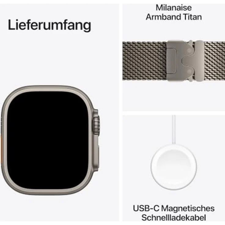 Apple Watch Ultra 4 Cellular 49mm, Natur Titan Case, S11 Chip, Dual-Frequenz GPS, Unfall- und Sturzerkennung, Milanaise Band - M – Bild 7