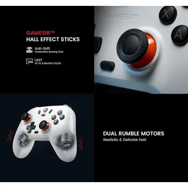 Gamesir Nova Lite, Gaming Controller mit Hall-Effekt-Sticks, kompatibel mit Android, iOS, Switch und Steam Machine, Weiss – Bild 5