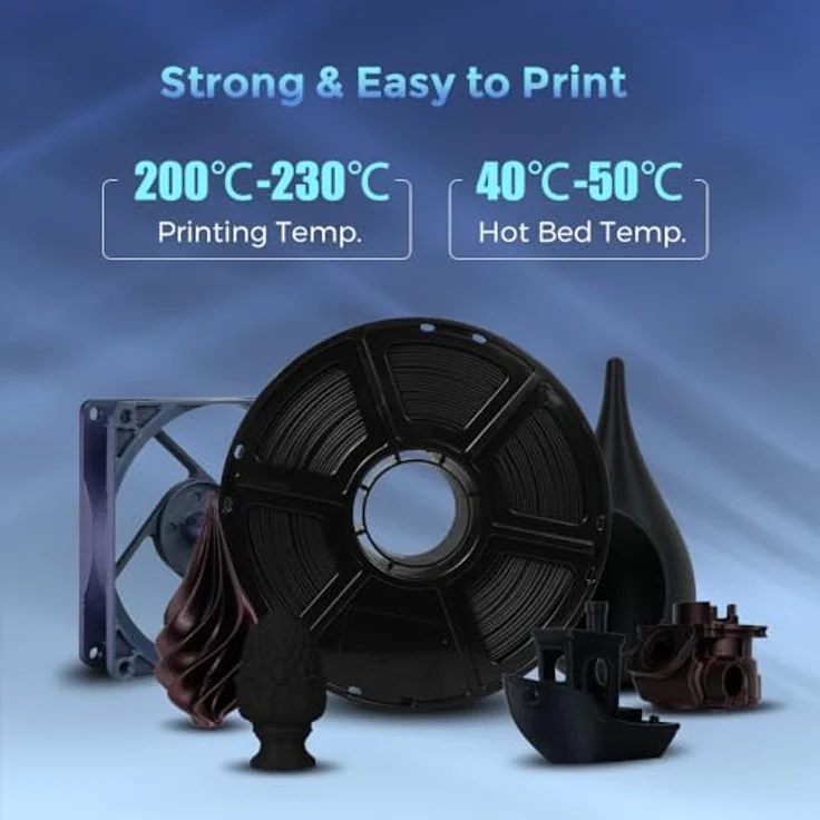 FLASHFORGE Kohlefaser PLA Filament 1.75mm, Kohlefaserverstärkt, 1KG, hohe Festigkeit & Abriebfestigkeit, schwarz – Bild 5