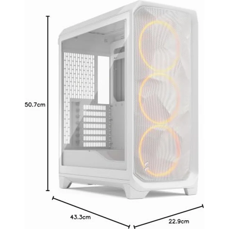 Fractal Design Meshify 3 RGB TG Clear, Midi-Tower PC-Gehäuse für E-ATX Mainboards, weiße Farbe, mit 3x 140-mm-Momentum-RGB-Lüftern und Tempered Glass Seitenteil – Bild 11
