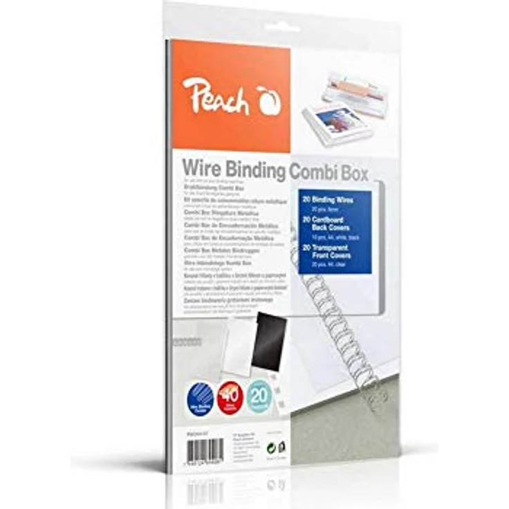 Peach PW064-07 Drahtbindeset für 20 Dokumente DIN A4, 60-teilig, mit 6mm Bindekapazität, inklusive Deck- und Rückseiten, in A4-Format, Bürotechnik – Bild 1