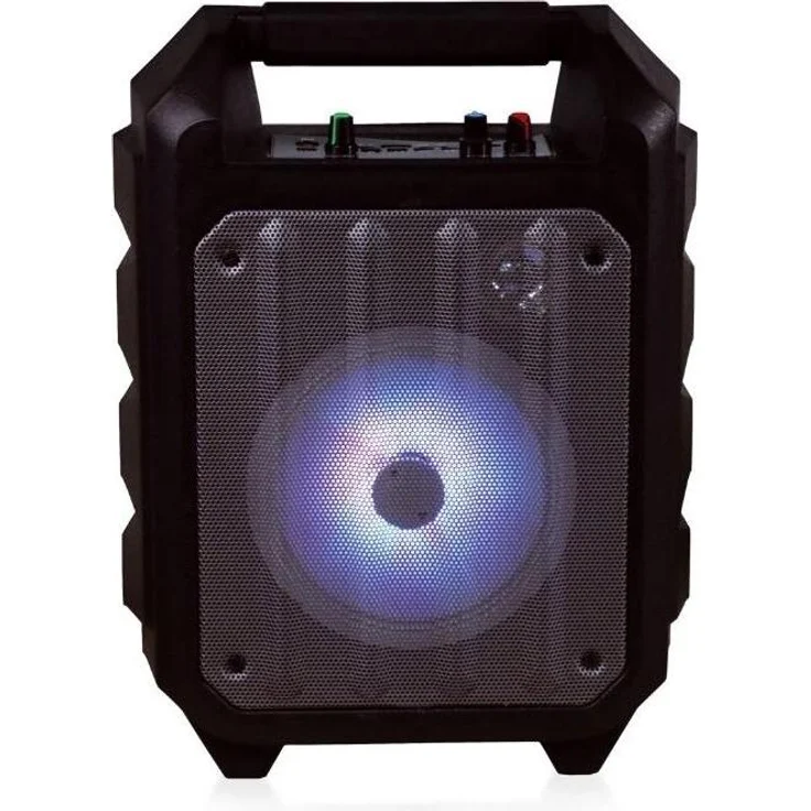 Omega OG82B, Bluetooth Lautsprecher mit Karaoke-Funktion und LED-Hintergrundbeleuchtung, Akkubetrieb, schwarz