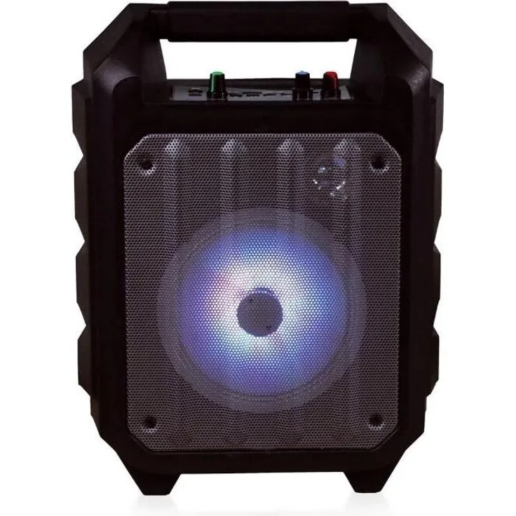 Omega OG82B, Bluetooth Lautsprecher mit Karaoke-Funktion und LED-Hintergrundbeleuchtung, Akkubetrieb, schwarz