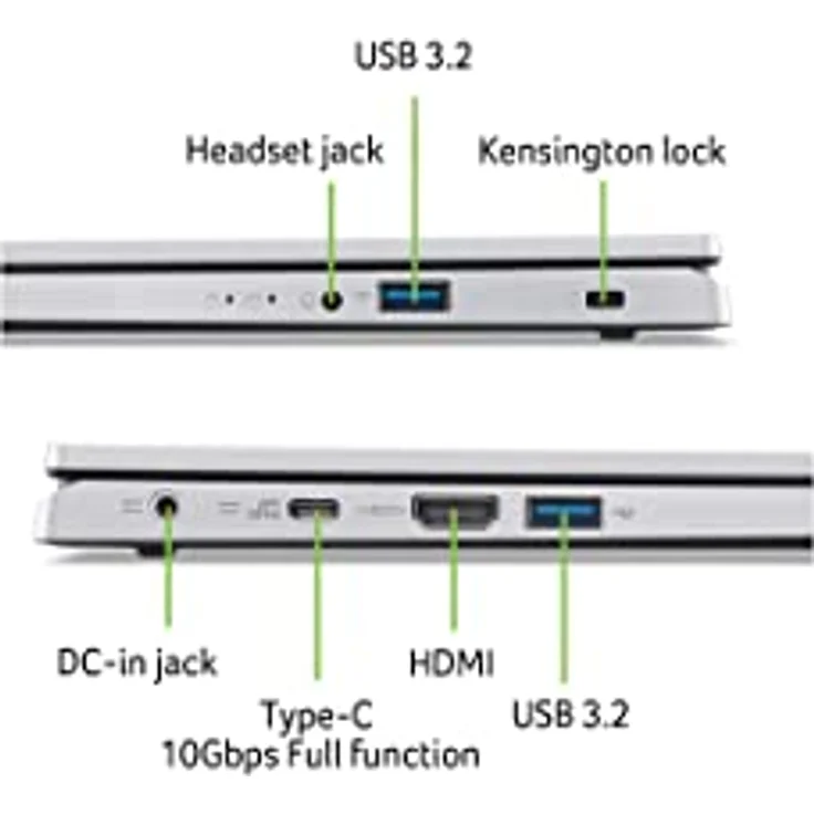 Acer Aspire 3 (A315-24P-R9JA) Laptop | 15,6 FHD Display | AMD Ryzen 5 7520U | 16 GB RAM | 512 GB SSD | AMD Radeon Grafik | Windows 11 | QWERTZ Tastatur | Silber – Bild 4