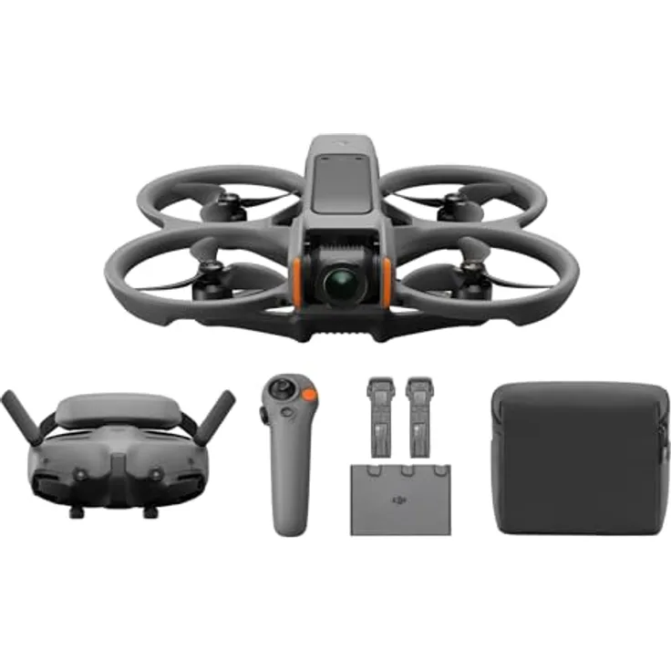 DJI Avata 2 Fly More Combo (3 Akkus), FPV-Drohne mit 4K-Kamera, 69 Minuten max. Flugzeit, Akrobatik auf Tastendruck, Kameradrohne mit Goggles 3 und RC Motion 3, mit Propellerschutz