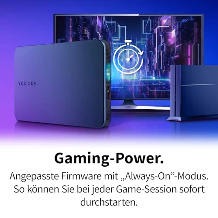 Toshiba 2TB Canvio Gaming Portable Externe Festplatte, USB 3.2 Gen 1, kompatibel mit Playstation und Xbox, Schwarz (HDTX220EK3AA) – Bild 3