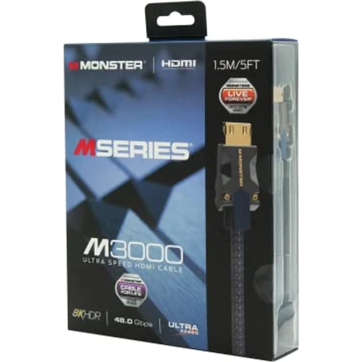Monster M3000 HDMI Kabel 1,5m, HDMI 2.1 Kabel, HDMI-Kabel 8K, Ultra High Speed HDMI Kabel 48Gbps, 8K@60Hz, 4K@120Hz, HDR, eArc, Goldkontakte, TV Kabel, Kompatibel zu PS4/PS5/Xbox, Blau - Preisvergleich – Bild 3