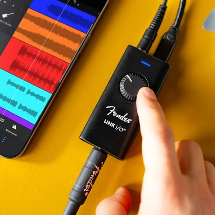 Fender Link I/O, Tragbares USB-C-Audio-Interface für E-Gitarre, 24 Bit / 96 kHz HiFi-Qualität, kompakt für die Tasche – Bild 3