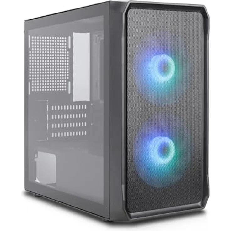 Silentware Air 10 Black, kompaktes mATX PC-Gehäuse mit Mesh-Front, gehärtetem Glas-Seitenfenster und 2x 140mm A-RGB Lüftern – Bild 1