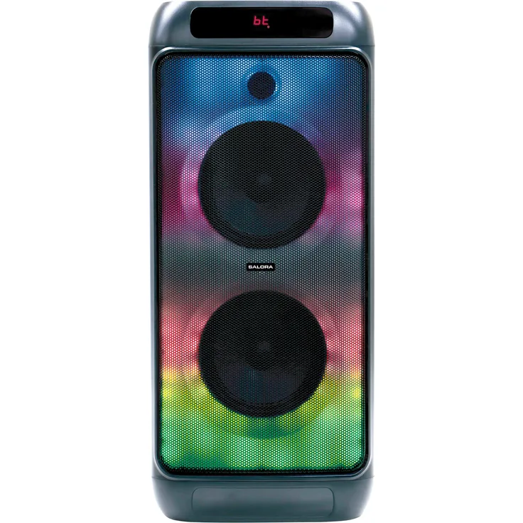 Salora Partybox L1, 400W Bluetooth Party-Lautsprecher mit LED-Lichtshow und Mikrofon, ideal für Karaoke und Partys