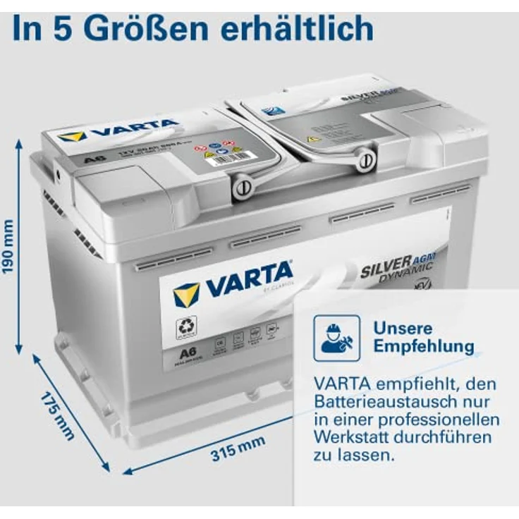 VARTA A6 Silver Dynamic AGM, 12V 80Ah Autobatterie für Start-Stop Systeme, 800A, auslaufsicher und rüttelfest – Bild 7