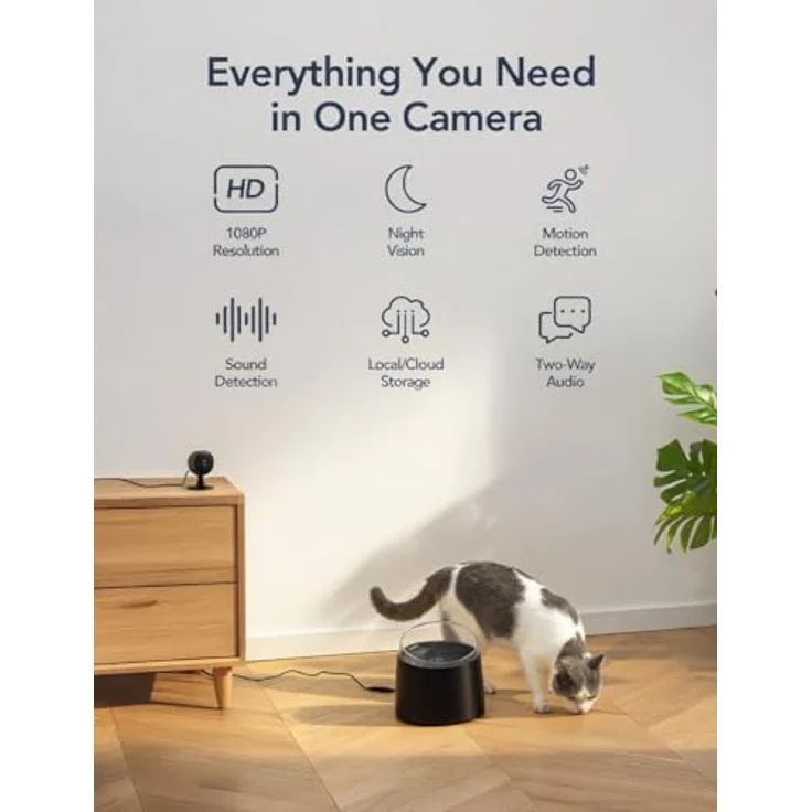 GNCC Innen Überwachungskamera, 1080P HD, 2.4GHz WiFi, Nachtsicht bis 10m, zwei Wege Audio, Cloud- und SD-Speicheroption – Bild 2