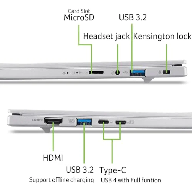 Acer Aspire 14 AI OLED, 14" Notebook mit 1 TB SSD, 16 GB RAM, AMD Ryzen AI 5 330, Silber – Bild 5