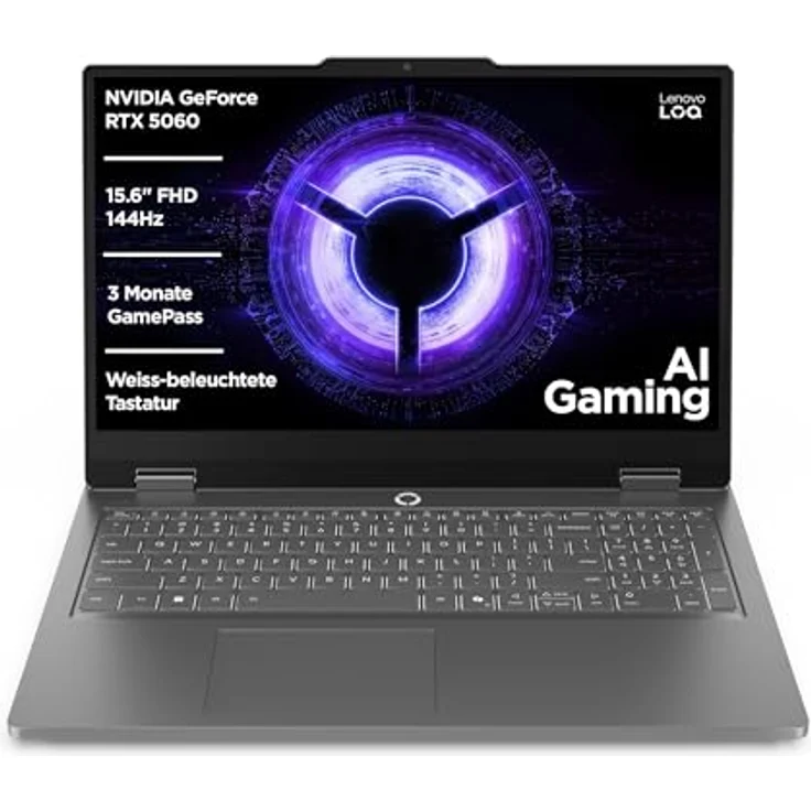 Lenovo LOQ Essential 15IRX11, 15,6 Zoll Notebook mit Intel Core i5-13450HX, 16 GB RAM, 1 TB SSD und NVIDIA GeForce RTX 5060, grau – Bild 1