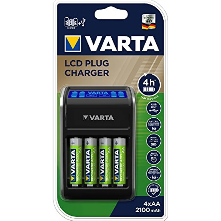 VARTA LCD Plug Ladegerät (für AA-AAA-9V und USB-Geräte) schwarz (Design kann abweichen) – Bild 3