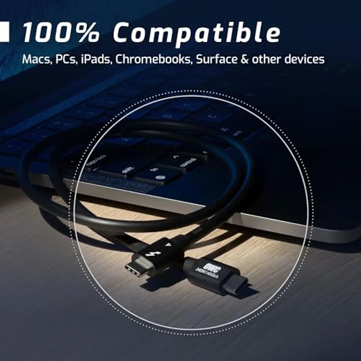 OWC Thunderbolt 4/USB-C Kabel, 0.7m, Schwarz, 8K Unterstützung, 40 Gbps, USB-Stromversorgung (100 W) – Bild 5