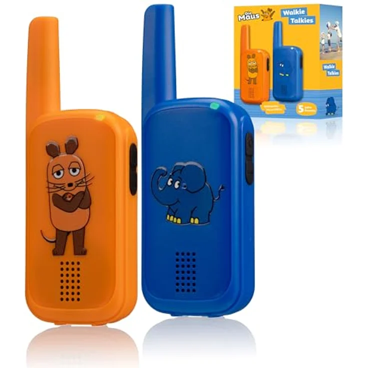 Die Maus Walkie Talkie Set, 2er Set für Kinder mit Maus und Elefant, Reichweite bis 500 m, einfache Bedienung – Bild 1