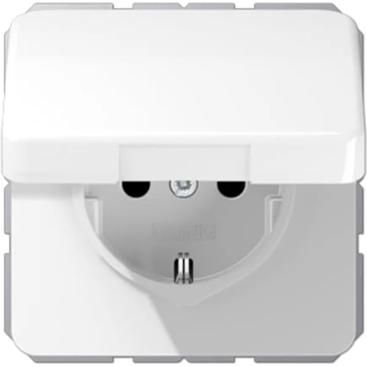 Jung 1520 BFKL WW Schuko Steckdose 16 A 250 V bruchsicher mit Klappdeckel Serie CD alpinweiß