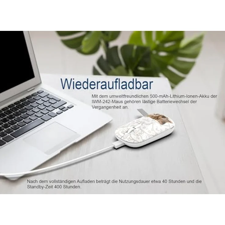 İnca IWM-242K, Kabellose Funkmaus mit Katzendesign, Bluetooth 5.4 und 2.4G, 800/1200/1600 DPI, ergonomisch und leise für Laptop, Mac, PC – Bild 2