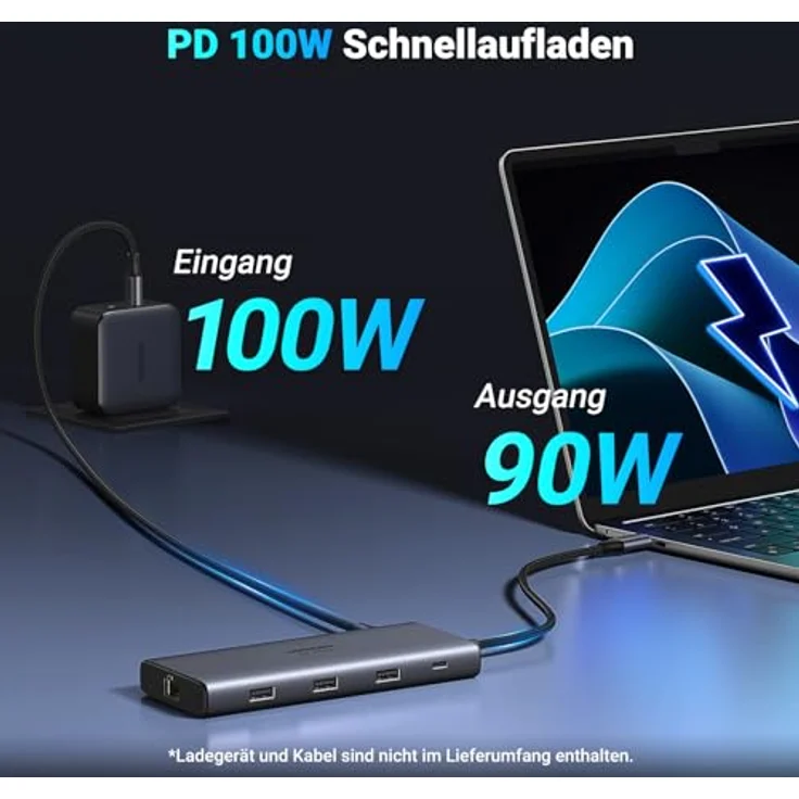 UGREEN Revodok Pro 109, USB C Hub 10Gbps Docking Station mit 9 Anschlüssen, HDMI 4K@60Hz, 100W Power Delivery, Ethernet, SD/Micro SD Kartenleser – Bild 5