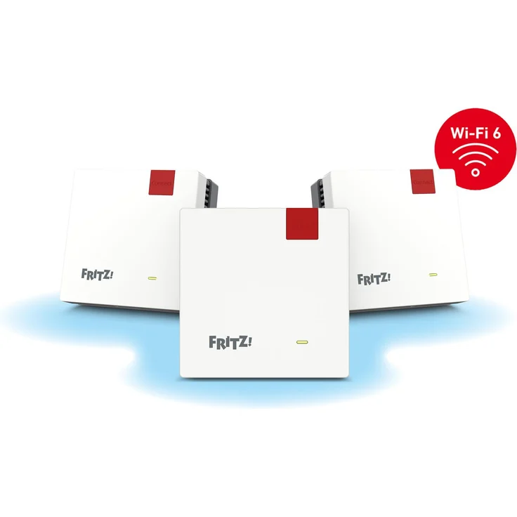 AVM MESH SET 1600 3-PACK, Router mit VDSL-Modem, Weiss, nahtlose WLAN-Abdeckung, einfache Installation, für mehrere Geräte optimiert