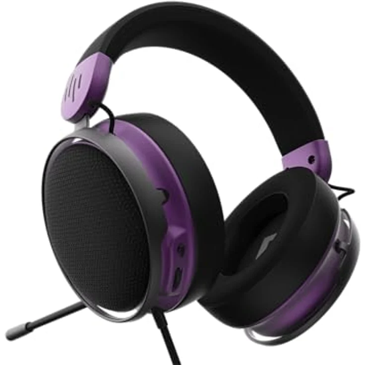 Dark Project SONO Gaming-Headset, kabelgebunden mit 53-mm-Neodym-Treibern, abnehmbarem Mikrofon und dreischichtigen Ohrpolstern, Schwarz/Violett – Bild 5