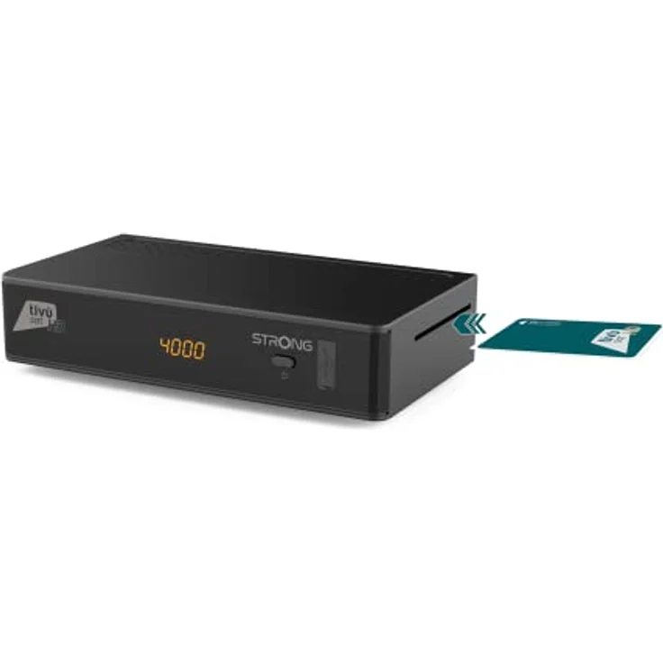 STRONG tivùsat HD SRT7807 Set-Top-Box, 2 Meter HDMI 2.1 Kabel, SmartCard, Schwarz – Bild 1