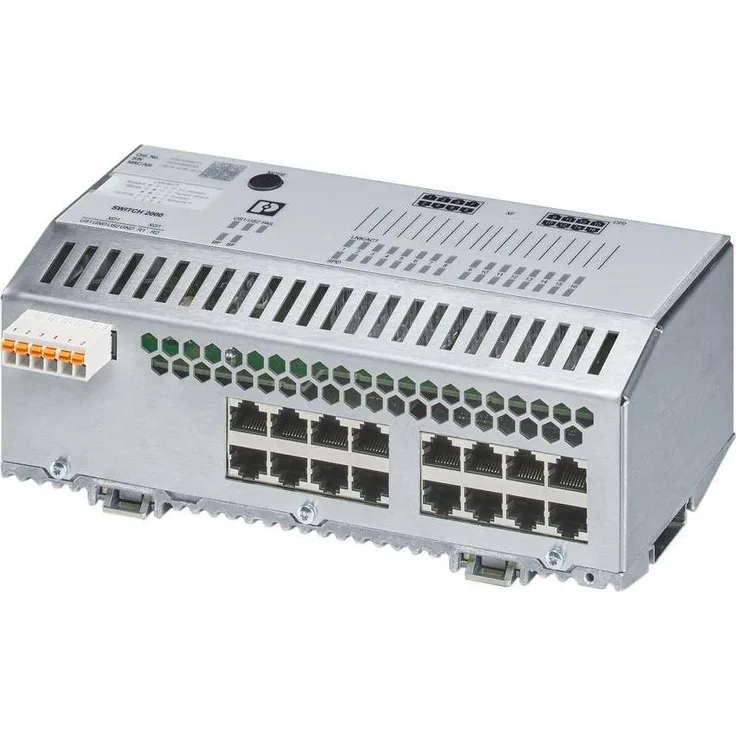 Phoenix FL SWITCH 2516 PN, Industrial Ethernet Switch mit 16 Ports, 1 Gbps, -40 bis 70 °C Temperaturbereich, PROFINET Conformance-Class B, DIN-Rail Montage