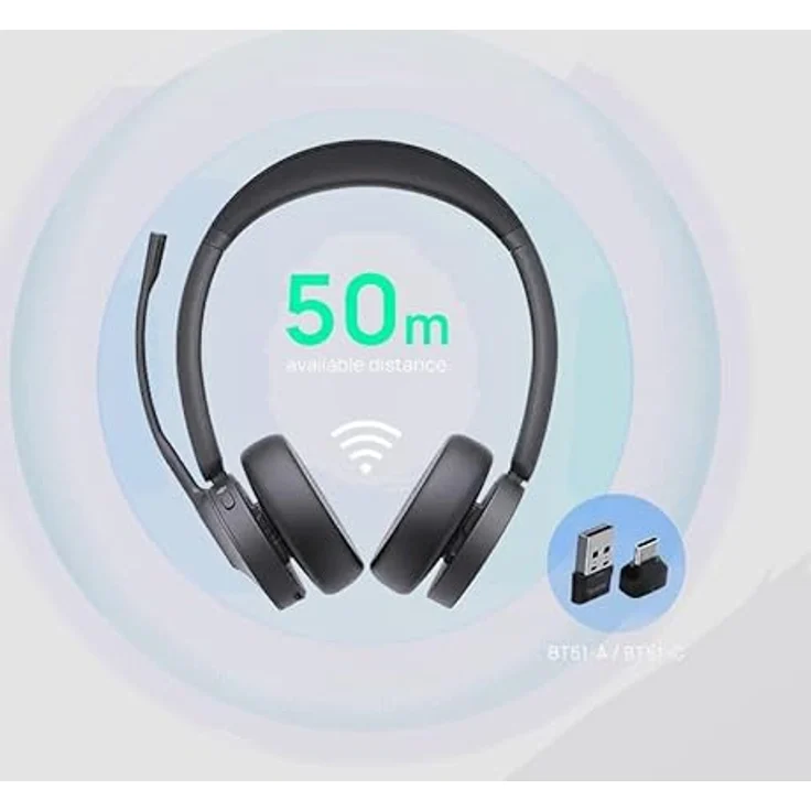 Yealink Headset BH70 Dual Teams inkl. Ladeständer USB-C/A, Kopfhörer mit Dual-Konnektivität und Teams-Zertifizierung, schwarz – Bild 2