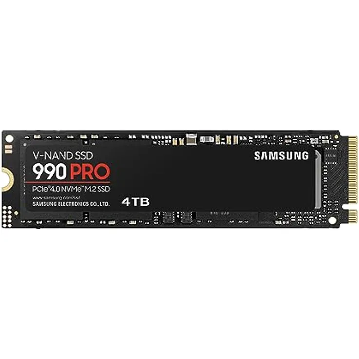 Samsung 990 PRO NVMe M.2 SSD, 4 TB, PCIe 4.0, 7.450 MB/s Lesen, 6.900 MB/s Schreiben, Interne SSD, Für Gaming und Videobearbeitung, MZ-V9P4T0BW