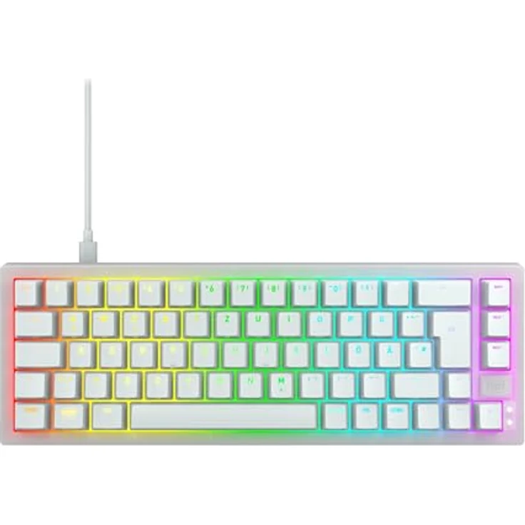Xtrfy Cherry K5V2 Compact, mechanische Gaming-Tastatur im 65-Prozent-Format, Deutsches Layout (QWERTZ), Hot-Swap-Keyboard, MX2A RED Switches, Weiß-Transparent – Bild 1