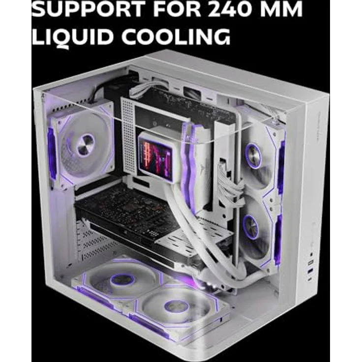 Mars Gaming MC INFINIOLITE ATX Gaming-Gehäuse, Doppelkammer mit gehärtetem Glas, weiß, für optimierte Kühlung und leistungsstarke Hardware – Bild 4
