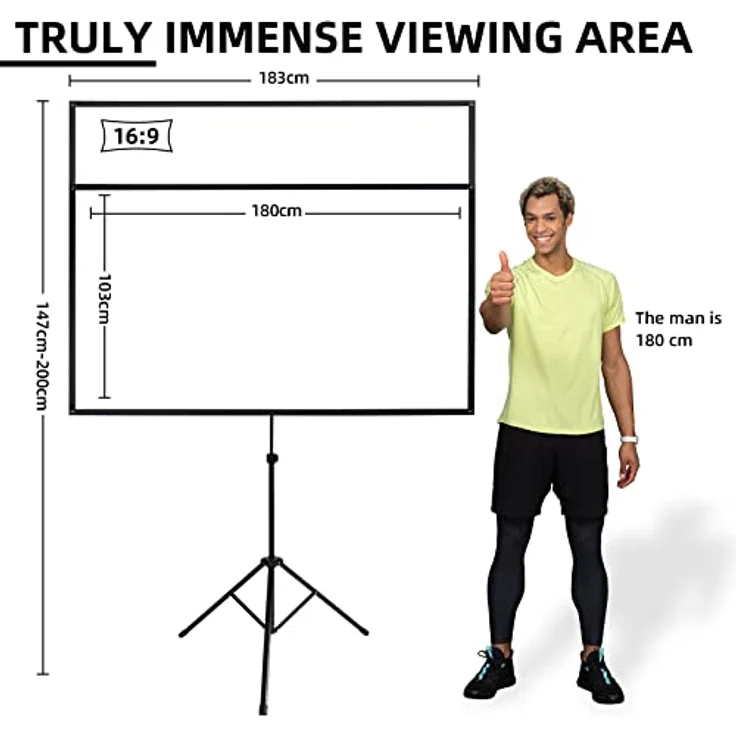 CCLIFE Klappbar Beamer Leinwand mit Stativ 80/90/100 Zoll Rolloleinwand heimkino Mobile, Schwarz – Bild 2
