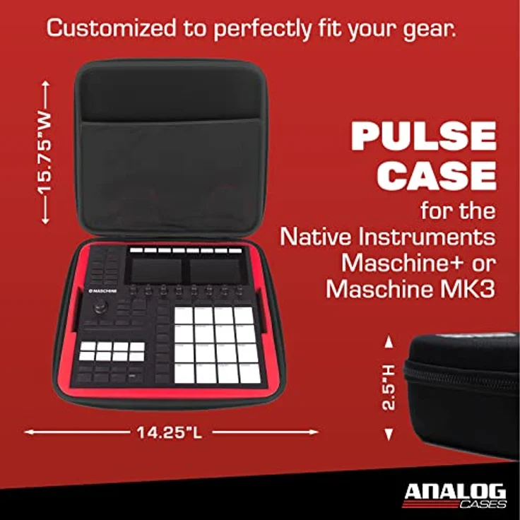 Analog Cases PULSE Case für Native Instruments Maschine MK3 / Maschine Plus (Transporttasche aus langlebigem, geformtem EVA/Nylon, robuster Gummitragegriff), Schwarz – Bild 5