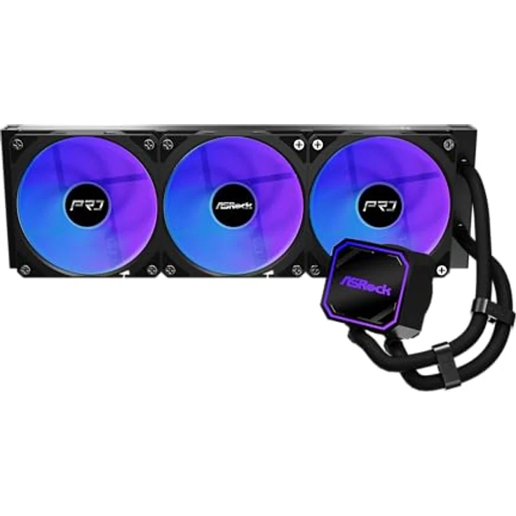 ASRock Pro 360 ARGB Black, AiO-Wasserkühlung mit 360mm Radiator, 3x 120mm Lüfter, kompatibel mit Intel LGA1851 / LGA1700 und AMD AM5 / AM4 – Bild 2