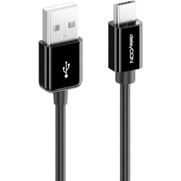 deleyCON 5m Micro USB Ladekabel, High-Speed Lade- und Datenkabel für Android Geräte, Schwarz – Bild 3