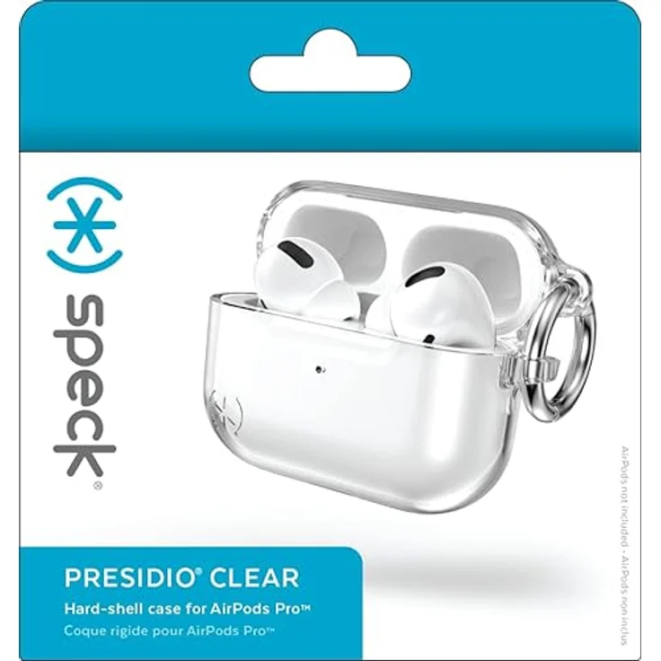 speck Presidio Perfect Clear Airpods Pro (Kopfhörer Tasche), Transparente Schutzhülle mit Karabiner – Bild 6
