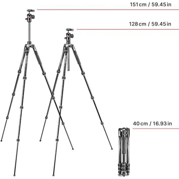 Manfrotto Befree Advanced Alu Reisestativ Twist (Drehverschluss) mit Kugelkopf, inkl.Tasche (für Canon, Nikon, Sony, DSLR, CSC, Spiegellose Kamera, schwarz, Traglast:8kg, Packmaß:40cm, Gewicht:1,49kg) – Bild 3