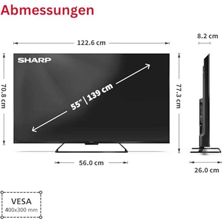 Sharp 55HR7765E QLED Fernseher 55 Zoll, Google Smart TV mit 4K UHD, HDR Dolby Vision, 144Hz Gaming und Dolby Atmos – Bild 3
