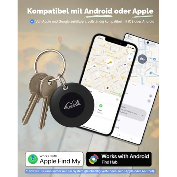 Lifemate Life Tag Duo, Bluetooth-Tracker für iOS/Android, Schlüsselfinder mit einfacher Einrichtung, 1er-Pack – Bild 2