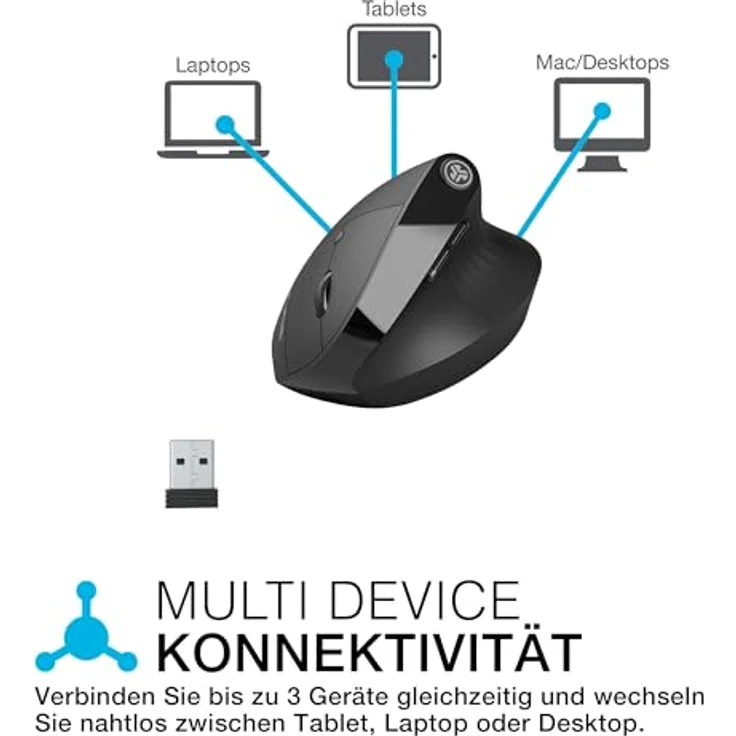 JLab Audio JLAB Mouse Jbuds ergonomic wireless black (Kabellos), Maus, Schwarz – Bild 3